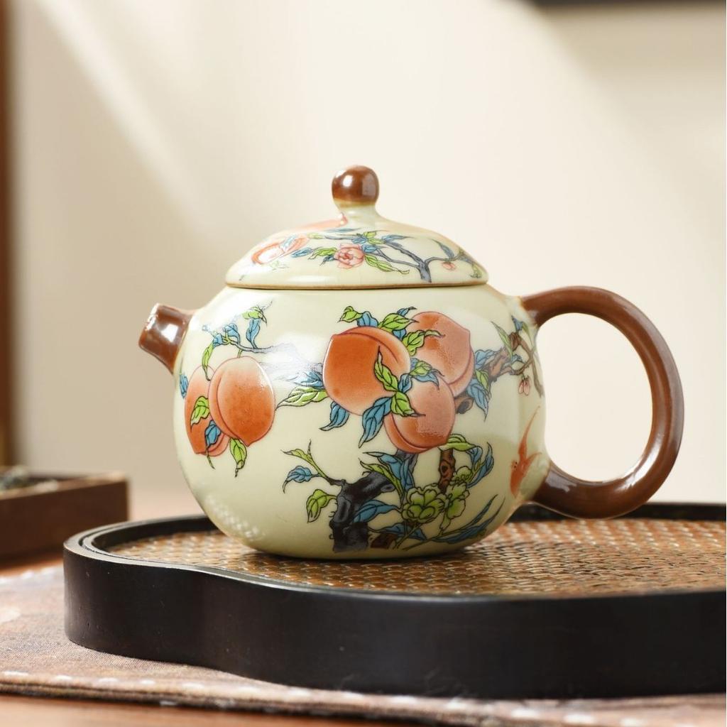 Ru kiln Jiutao series beam pot, teapot, tea maker, household ceramic tea set, tea maker, single pot opening can raise teapot