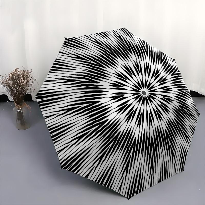 1pc Circular Pattern Automatic Umbrella Durable Iron Frame & Plastic Handle, Gift for Men & Women, Sturdy Construction Yy250905206