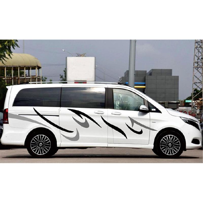 Stripes Graphics (Two side)+Back Body Coconut Tree Style Vinyl Graphics Kit Decals Car Stickers for Caravan Travel Trailer Camper Van