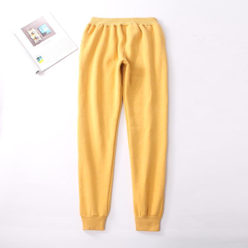 Pantaloni Casual Caldi da Donna in Lana d'Agnello con Plus Velluto - Dimagranti, con Polsini, Gamba Dritta, Tuta per Autunno e Inverno