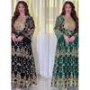 Arabic Dubai Women's Gold Mesh Embroidered Gorgeous Middle East Indonesian Robe Evening Gown Arabian Dress