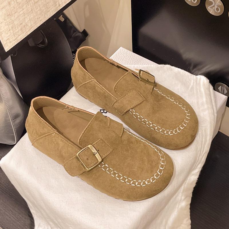 Fashion Women Single Shoe Suede Surface Soft Casual Spring Slip-On Lolita Shoes Cow Suede Flats Daily Flat Shoes Women's Loafers