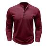 Men's Waffle Knit Long Sleeve Henley Shirt 4 Button Placket Crew Neck Thermal Casual Top