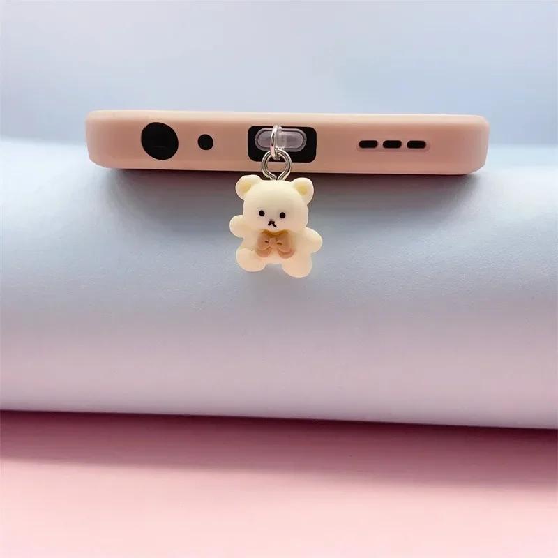Phone Dust Plug Pendant for iPhone Samsung Xiaomi Type-C/iOS /Micro USB Interface Universal Dust Plug Cute Little Bear