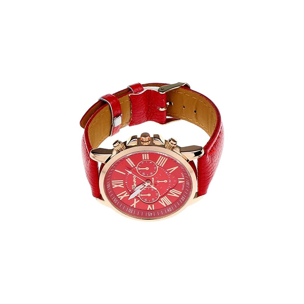 ZooooM Analog Quartz Watch Round Face Purple Faux Leather Strap Chronograph Casual Business Unisex