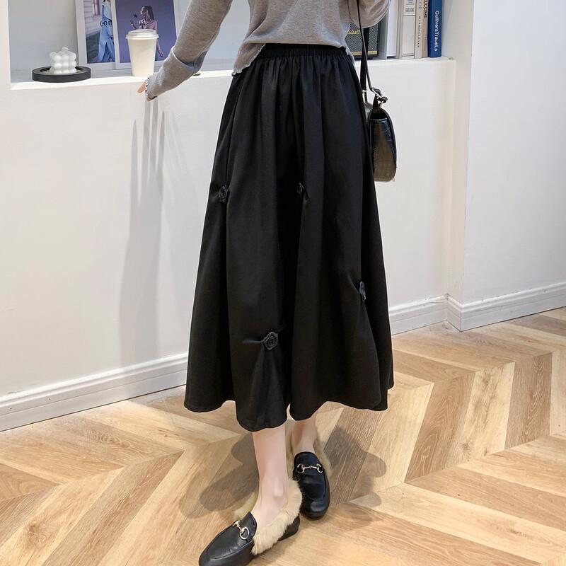 Elegant Rose Asymmetrical Skirt One Size чёрный