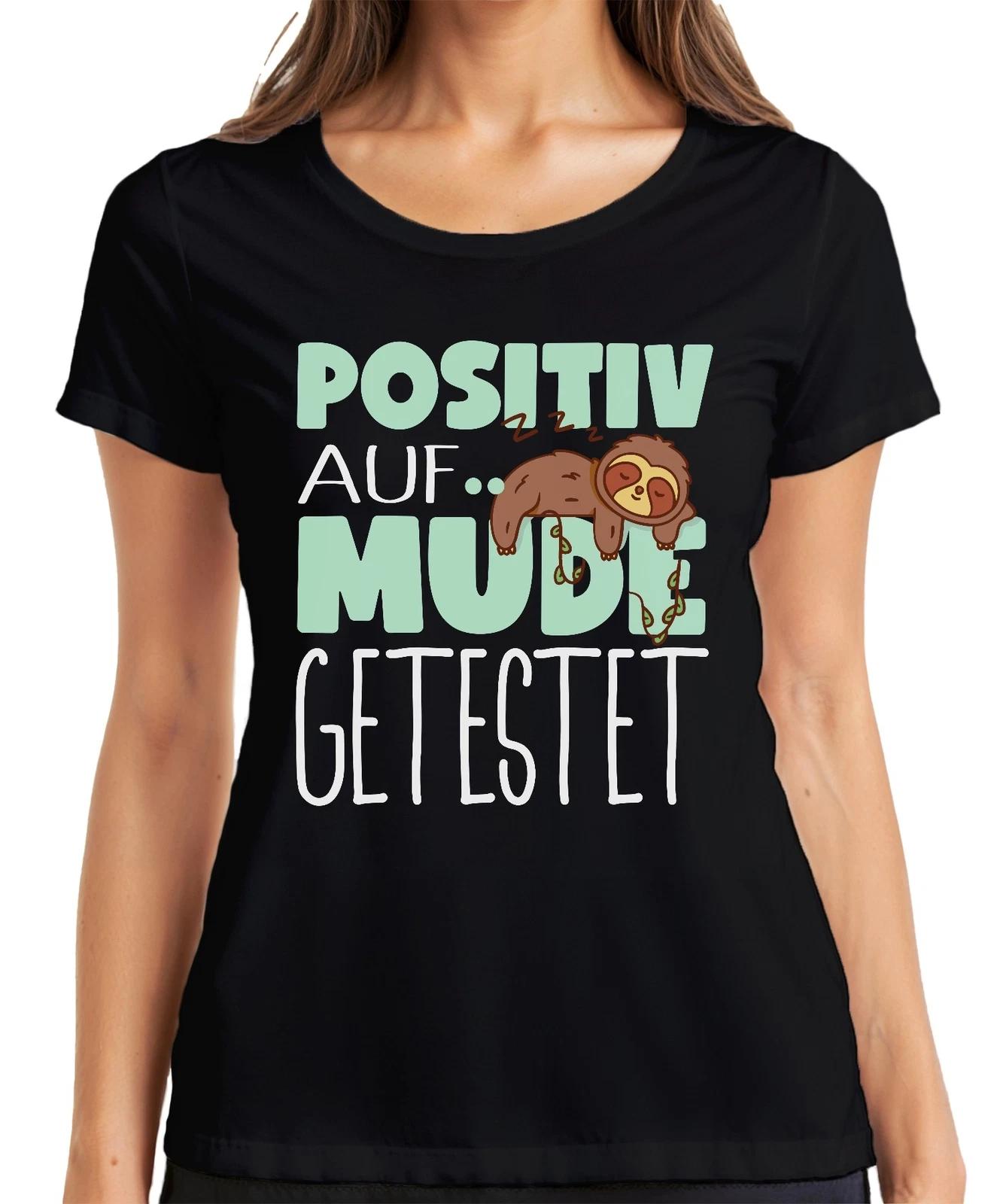 Positiv auf müde getestet Faultier Schlafen Morgenmuffel lustig Damen T-Shirt XXL