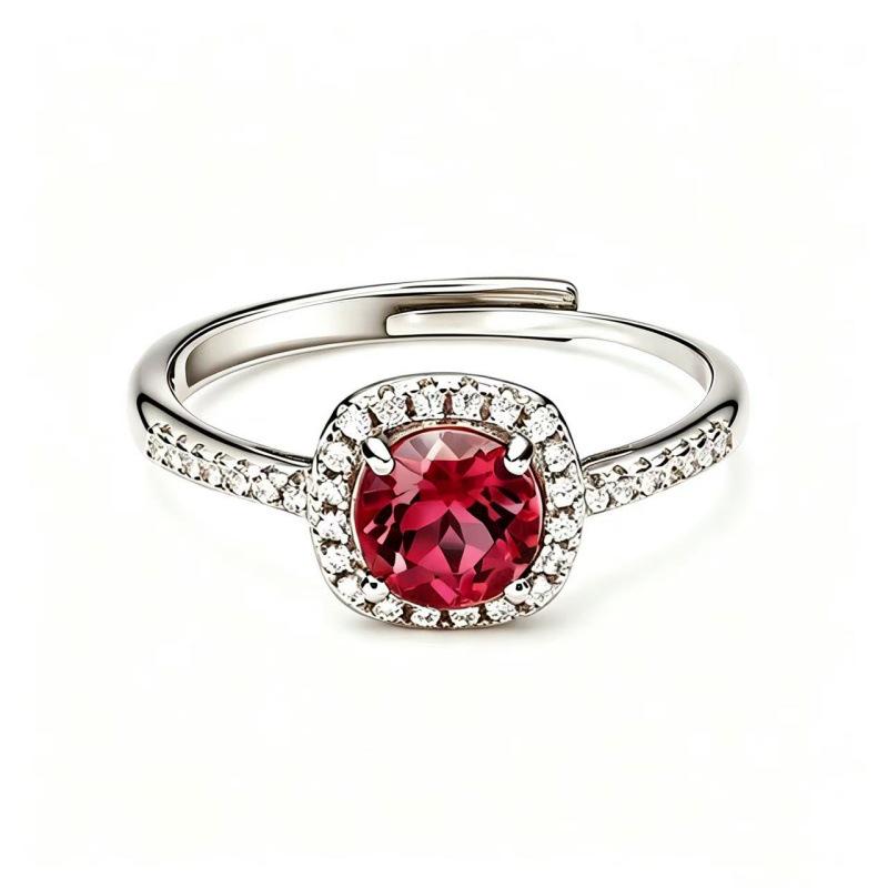 Princess Diana Style Zodiac Stone Ring with Colored Gemstones & Diamonds in S925 Silver