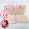 Pink Double Head Nail Art Cuticle Pusher Remover 7CM Wood Sticks Cotton Swab Clean Tool for Nail Rhinestone Makeup
