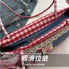Versatile Lace Bow Plaid Women Shoulder Bags Casual College Girls Denim Underarm Bag Large Capacity Female Square Handbags Tote
