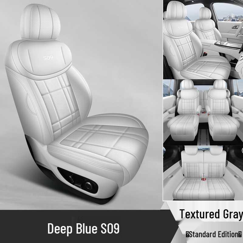 Dark Blue S09 Leather Seat Cushion - Four Seasons Universal Modified Car Seat Cover Note Model Year