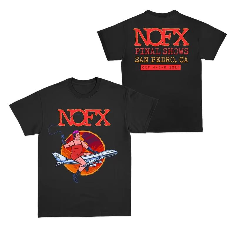 2025 Neues NOFX Punk Band Album Rock Roter Hai Hase Amerikanisches Lockeres Herren- und Damen Kurzarm T-Shirt
