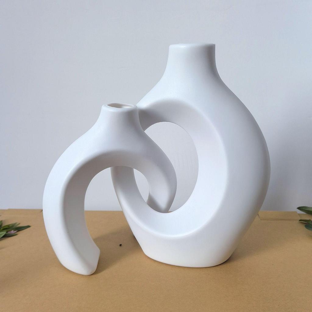 Nordic-Style Decorative Hydroponic Vase - Imitation Ceramic for Office or Living Room Decor