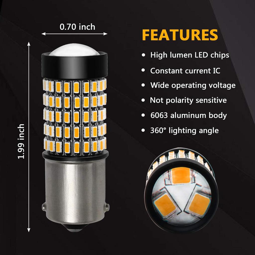 PHINLION 1156 LED Turn Signal Light Bulbs Super Bright 3014 103-SMD BA15S P21W 1156 7506 LED Bulb with Projector for Turn Signal Blinker Lights,
