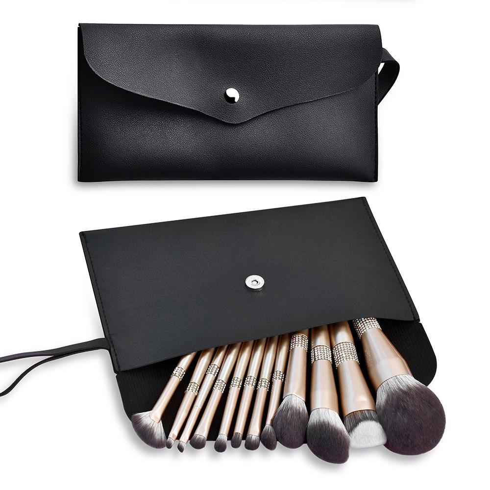 Set di 12 Pennelli da Trucco Color Oro Champagne con Setole Morbide per Ombretto, Cipria, Fondotinta e Correttore.