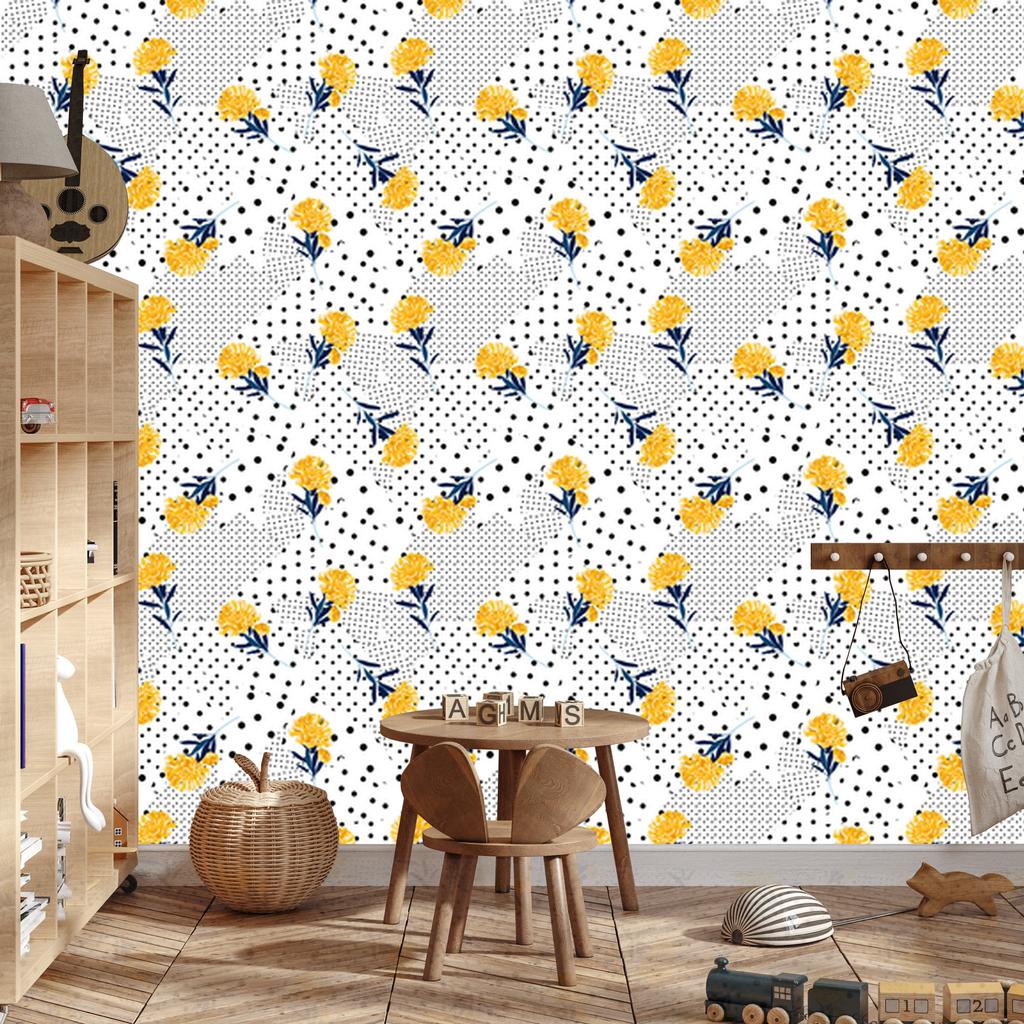 Flowers and dots wallpaper for living room and bedroom 50x1000