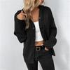Women Hooded Buttoned Knit Cardigan Sweater Solid Color