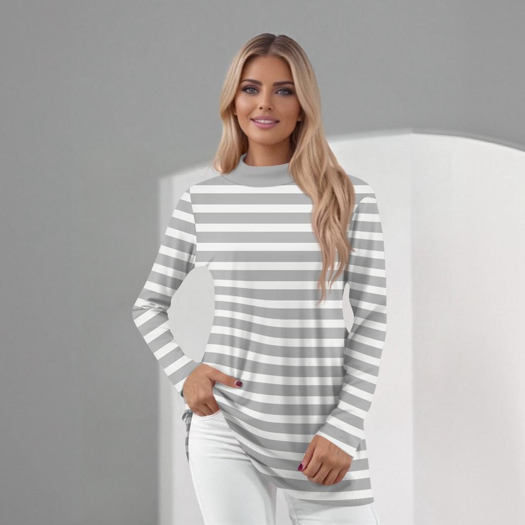 Women's Daily Casual Long Sleeve Mid Collar Top