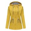 Long-sleeved Splash-proof Long Windbreaker for Women with Hood and Stripes Plus Size