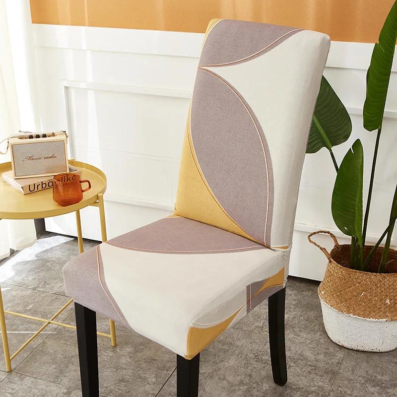 Washable Big Elastic Kitchen Chair Covers 1 Pieces Printed Chair Cover Stretch Seat Slipcovers For Dining Room Wedding
