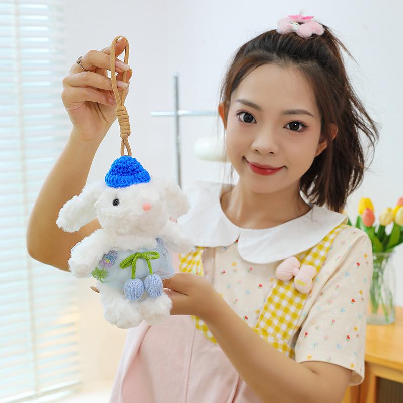 Popular Flower Dress Princess Rabbit Pendant Cute Long-eared Rabbit Keychain Girls Bag Boutique Pendant Doll