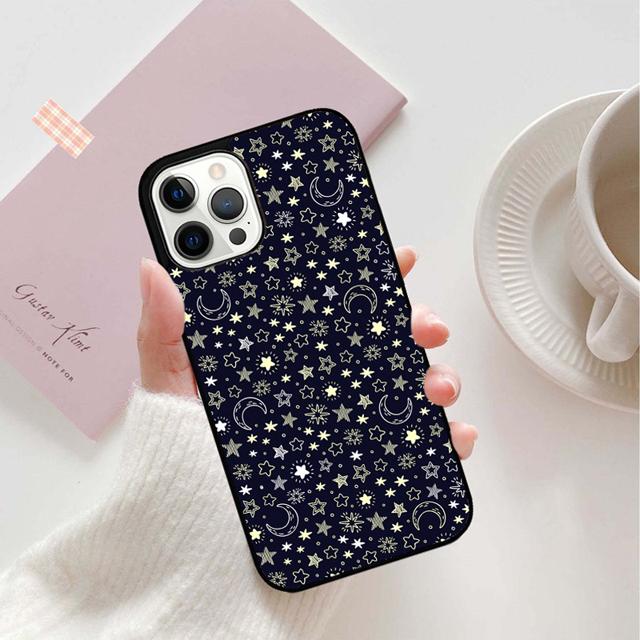 Sonne Mond Sterne Handyhülle Rückseite für iPhone 17 Air 16 15 14 13 11 12 Pro Max Plus Hülle Coque