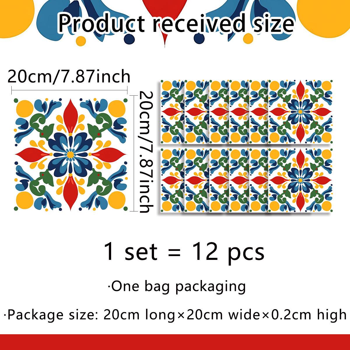 

For Kitchen Backsplash PVC Tile Decals Tile Stickers Kitchen As Shown Vintage Sticker Vintage Geometric Pattern
