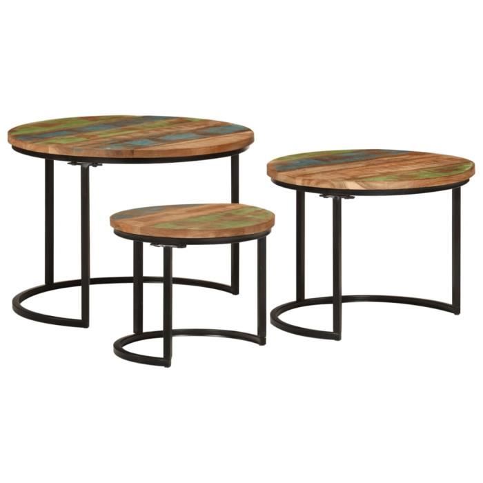 VidaXL Tables gigognes 3 pcs bois massif de récupération 353902