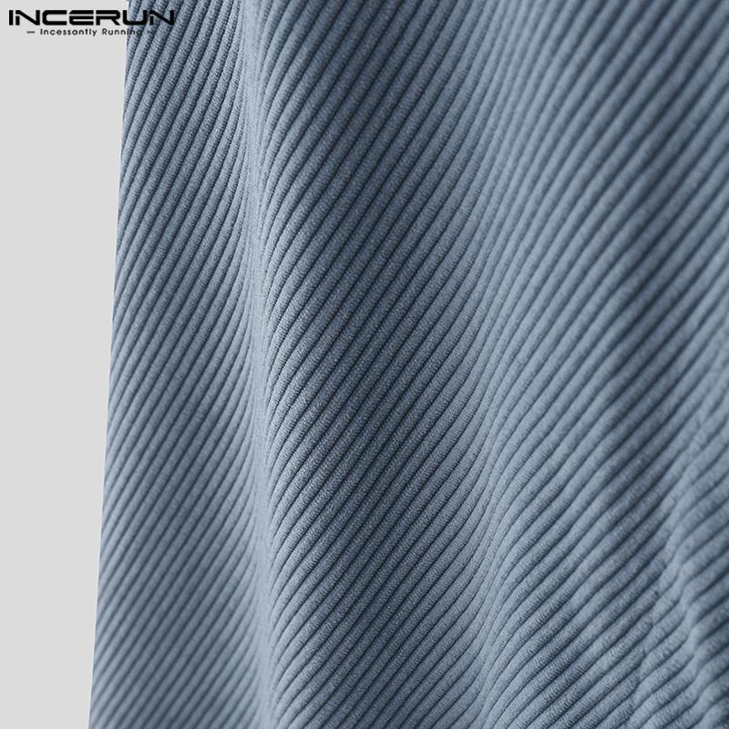 INCERUN Winter Men Zip-up High Waist Double Layers Corduroy Casual Long Pants Trousers