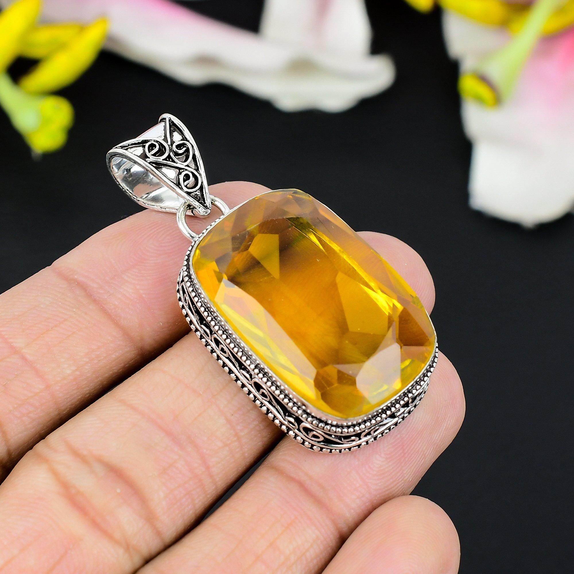 

Citrine Gemstone Handmade 925 Steling Silver Jewelry Pendant 1.97 KG-329