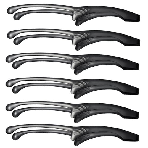 Ziyue Stainless Steel Freestanding Yakiniku Tongs for Camping, BBQs, and Pasta Serving, with Non-Slip Chopsticks (Round Tip, Set of 6 - Black)
