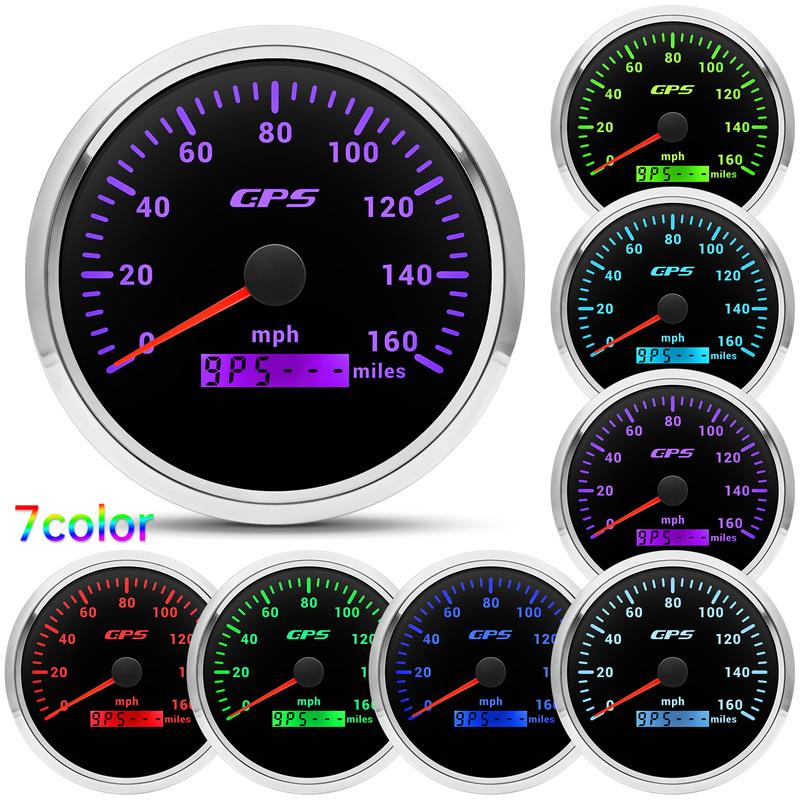 110mm GPS Speedometer 160MPH 0~8000rpm Tachometer Meter 7 Color 52mm Fuel Level Water Temp Oil Press Volt Sensor Kit 6 Gauge Set