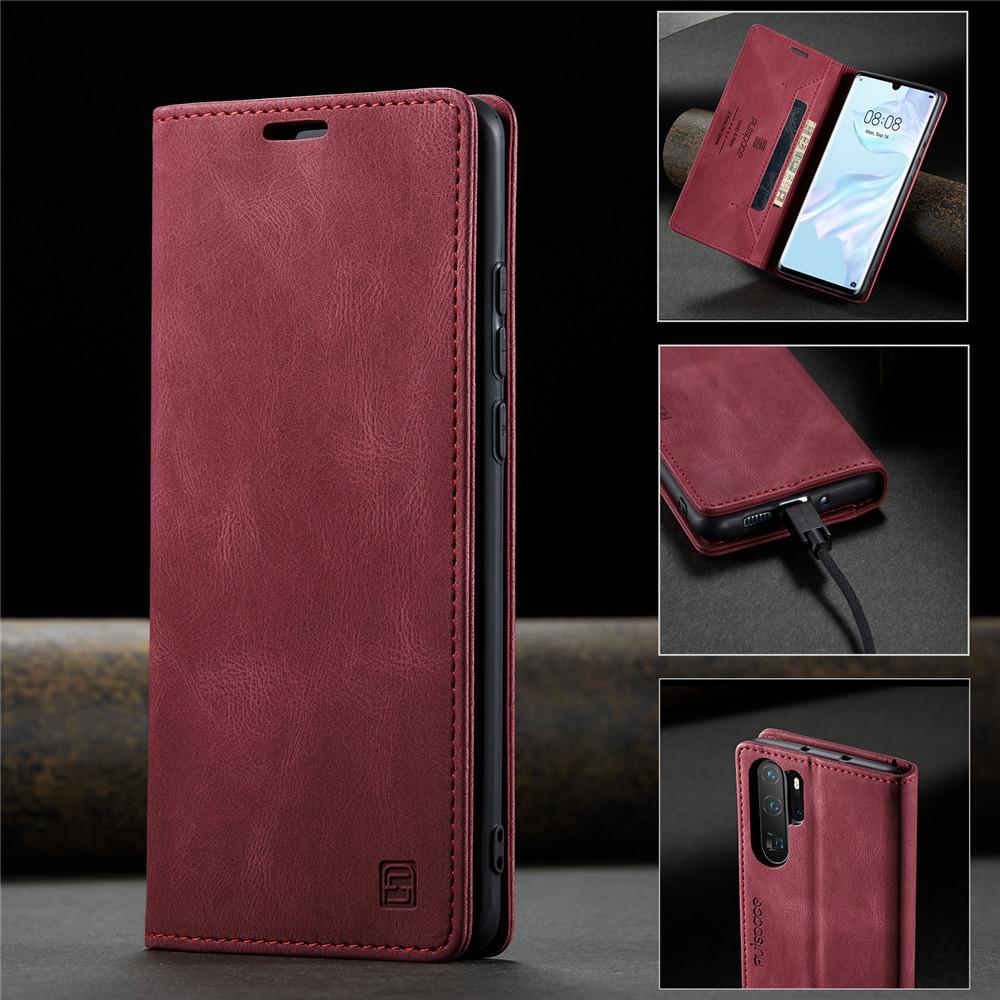 Luxury Genuine Leather Magnetic Wallet Flip Case for Huawei P30 P50 P30 Lite Card Slot Stand Shockproof Foldable Holder Full Protection Cover