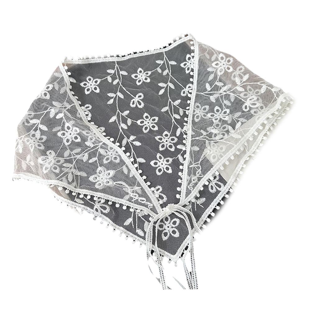 Vintage Style Lace Triangle Scarf for Home Decors Fashion Headwrap with Floral Patterns and Breathable Polyester Fabric