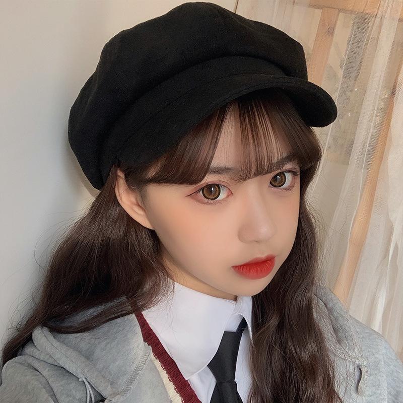 Lue Kvinne Vinter Allsidig Andetunge Åttekantet Lue Beret Kvinne Japansk Retro Varm Painter Hat