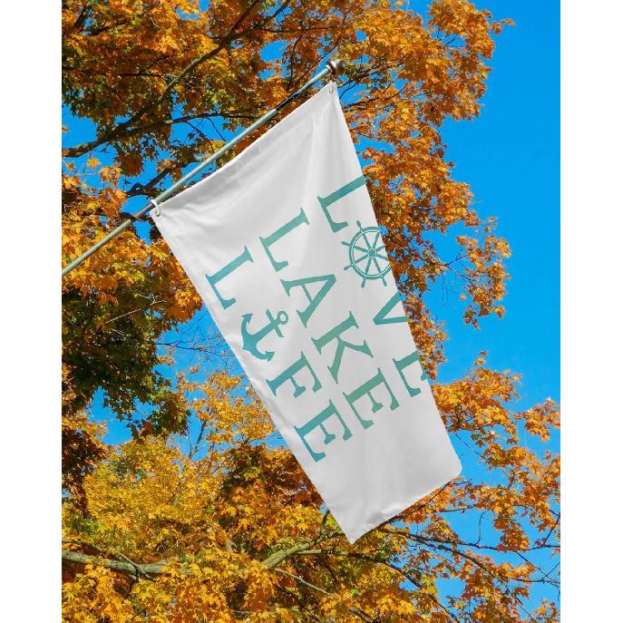 Love, Lake, Life Summer Ocean Nautical Elements Flags for Outside 3x5 Ft, Outdoor Flags & Banners Double Sided Large Yard Flag for Home Courtyard