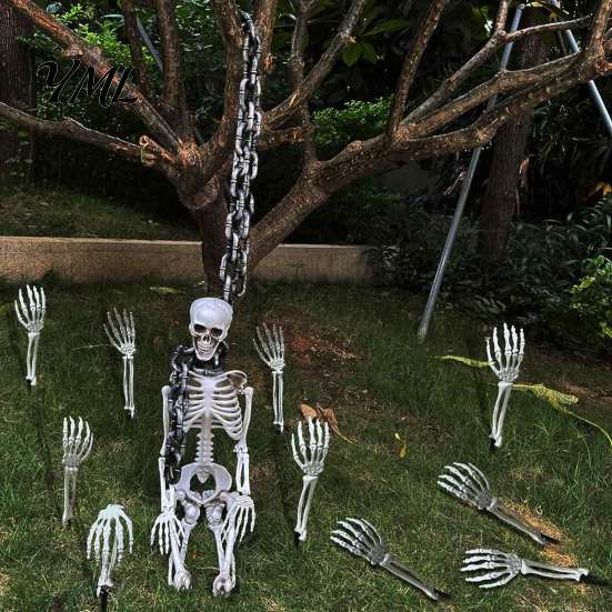 Halloween Skeleton Hands 1 Pair Hand Yard Stake, Fake Bone Ground Outdoor Holiday Decorations Insert Decor for Graveyard Cemetery Lawn Display, Spooky