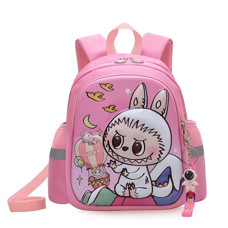 Labubu School Bag Cartoon School Bag 2-4 Years Old Boys and Girls Anti-lost Small Backpack 3D Three-dimensional Hard Shell Backpack