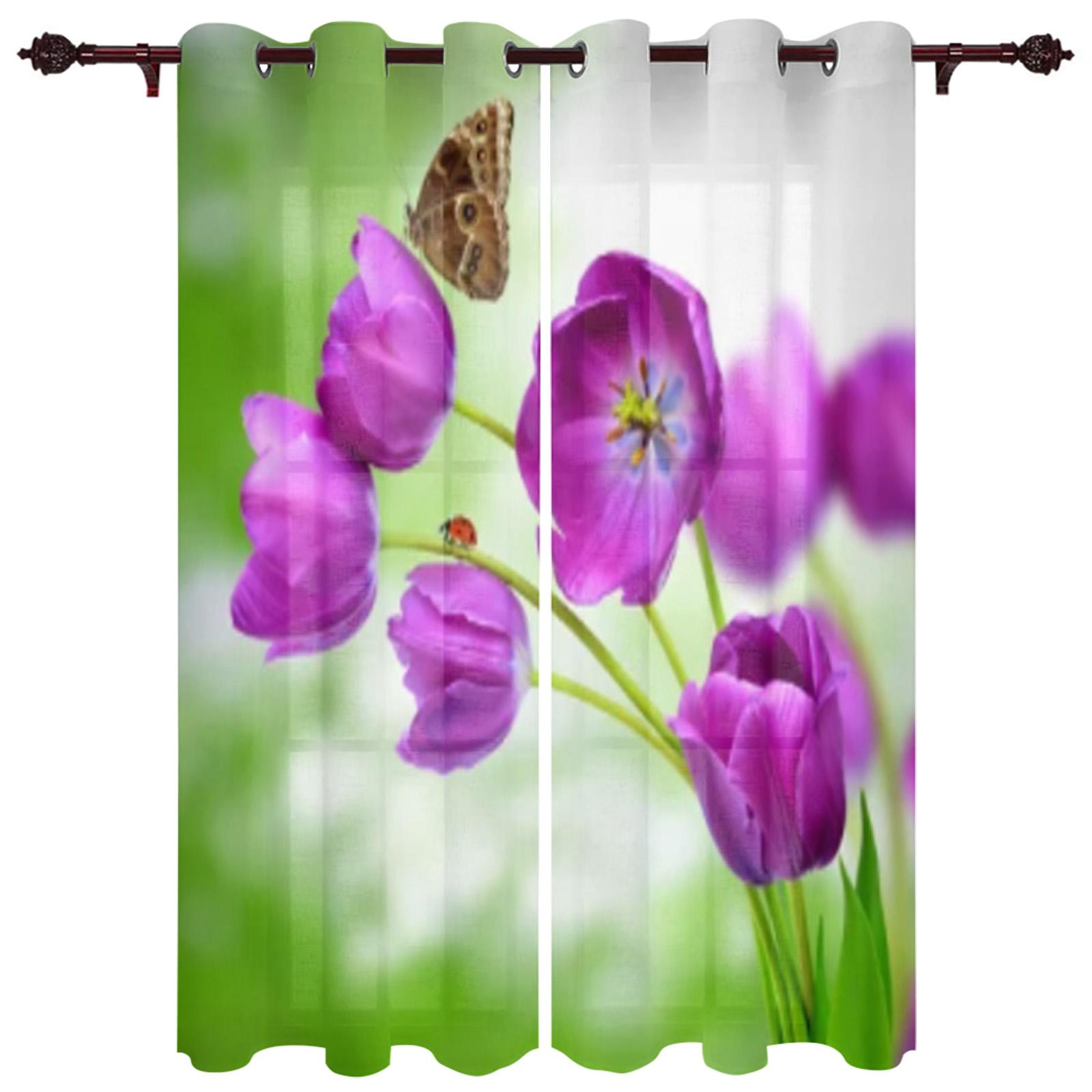 Фиолетовый завод цветок оконная занавеска спальня гостиная оконные шторы кухонные — фото 18