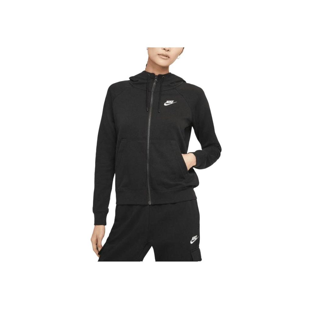 Nike Solid Logo Print Fitted Long Sleeve Zip Hoodie Women Hoodies Black BV3343-010
