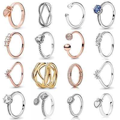 925 Sterling Silber Tiara Wishbone Ring Klare funkelnde Krone Solitärring für Frauen Modeschmuck