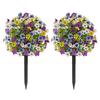 Artificial Violet Topiary Ball UV Resistant Violet Blooms Fake Evergreen Plants Flowers Brush with Ground Spike for Outdoor Indoor Garden Decor