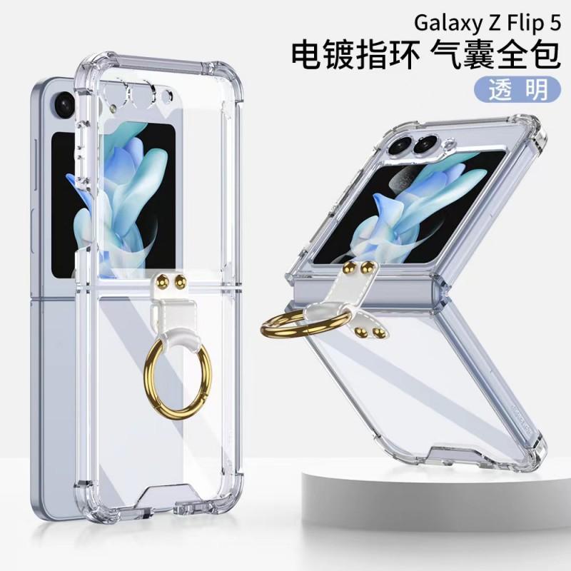 Transparent Shockproof Air Cushion Case Galaxy Z Flip 7 6 5 4 TPU PC Soft Cover With Kickstand