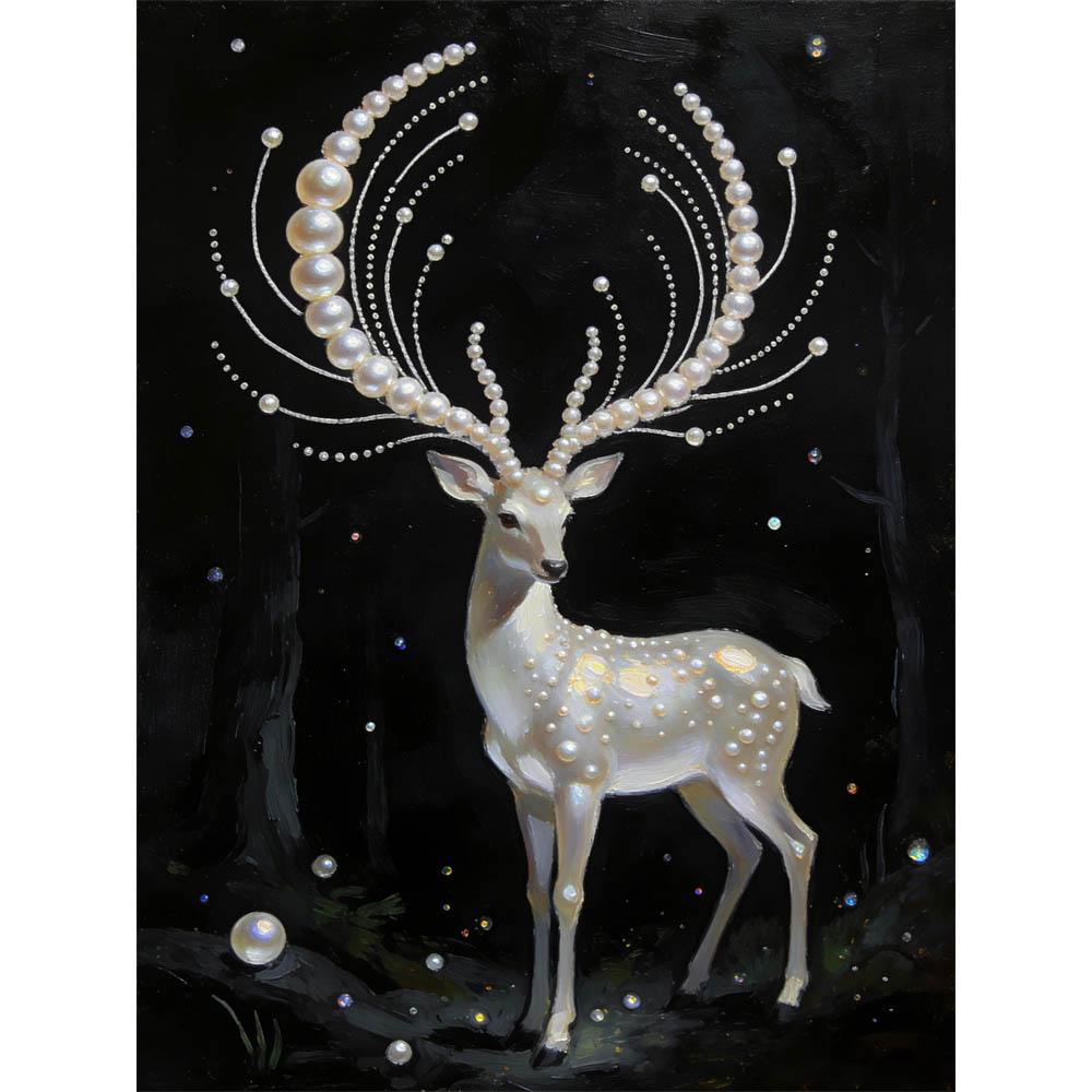 

DIY Long-horned Young Deer Pearl Art Painting for Adults/Beginners Gift Home Decor Pearl Gem Paintings Picture Arts Craft 30x40cm Without Frame 30x40cm