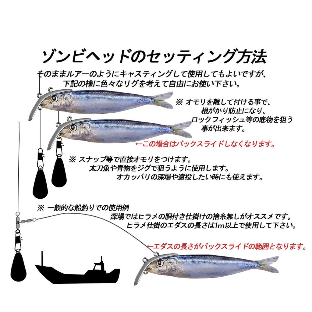 Zombie Head Jig Heads for Zombie Large Size Pack of No Hooks two-L Fishing, (50 Grams), 2,