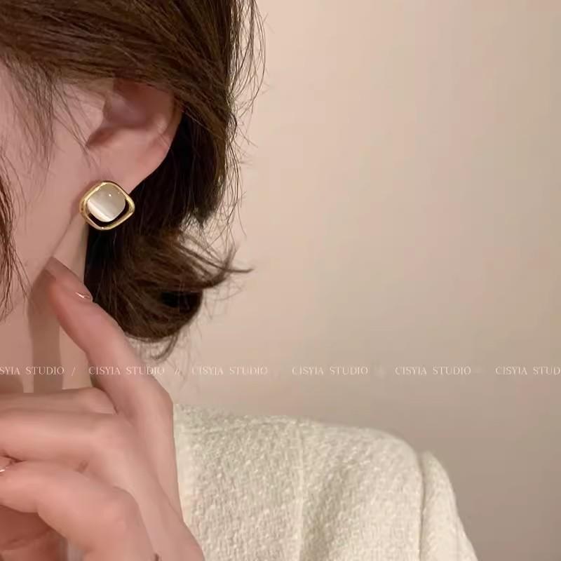 S925 silver needle opal stud earrings popular commuter temperament earrings earrings