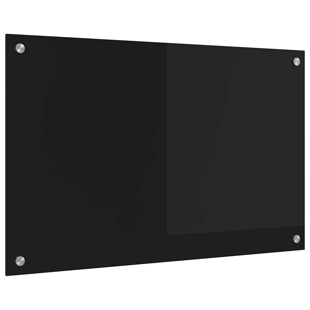 Kitchen Backsplash Black 80 x 50 cm Tempered Glass