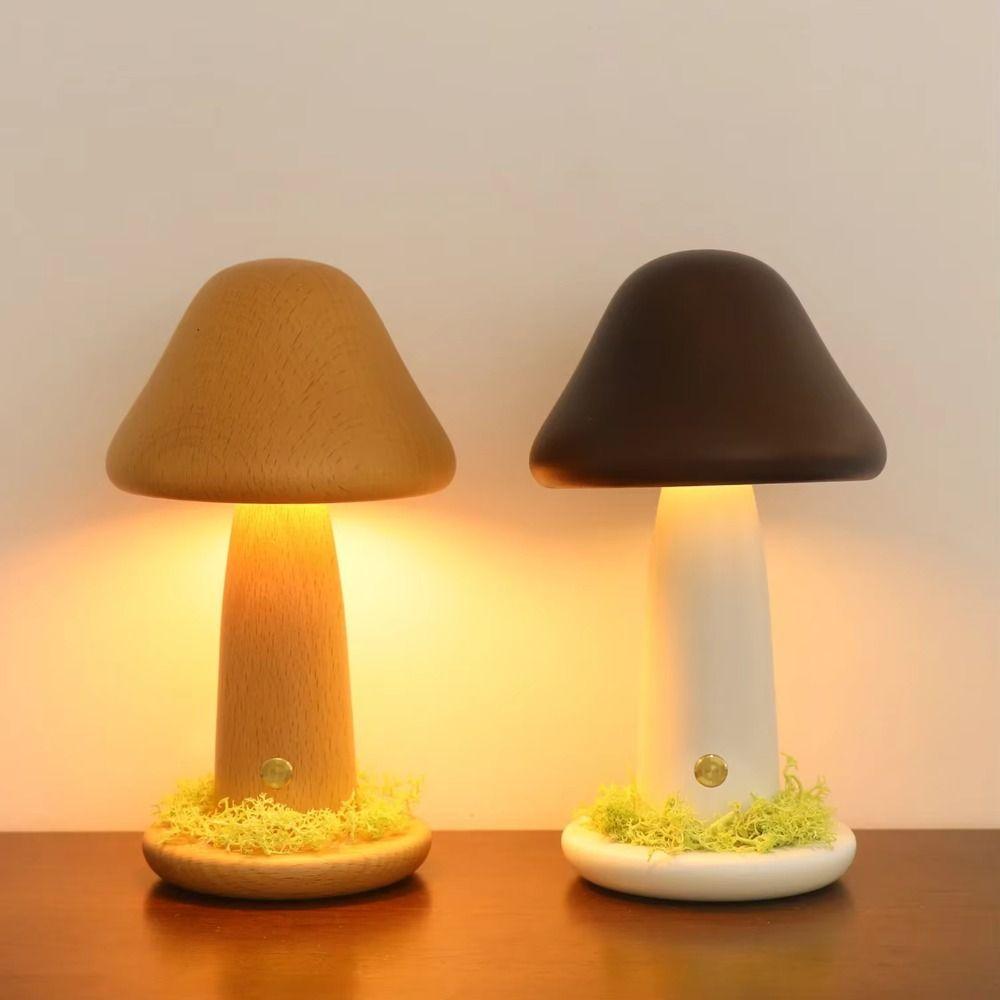 Beech Wood Twisted Mushroom Nightlight Touch Switch Decorative Atmosphere Light  Bedroom