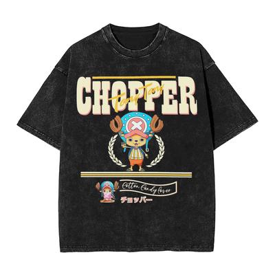 Cute and Brave Tony Tony Chopper Ones Pieces T Shirts Hip Hop Washed 100% Cotton T-Shirts Vintage for Men Streetwear Tee Shirt