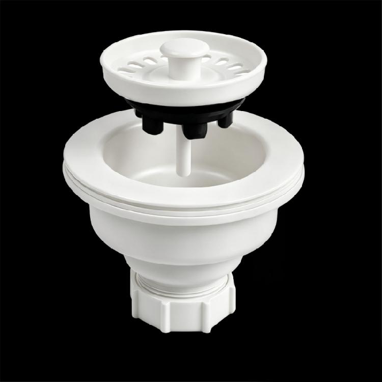 Kitchen Sink Maintenance Part, Plastic Strainer Drain Component with Basket, Center Lift Insert and Lower Screw Connection